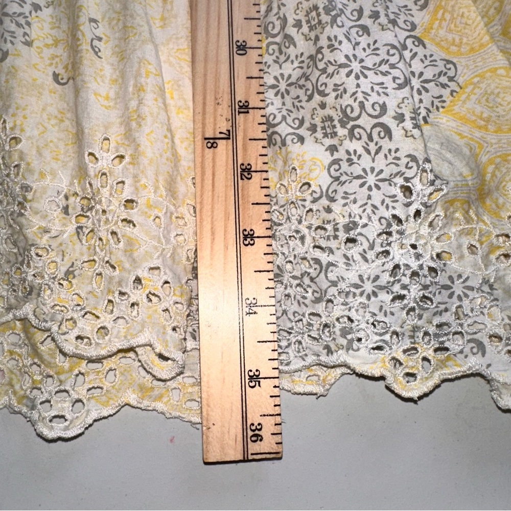 Rachel Zoe Dress Sz Sm? Yellow Eyelet Lace Detail Midi Prairie Cottage Core Boho - Picture 14 of 14